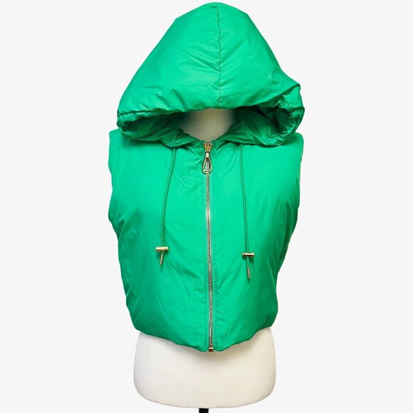 SANDRO Paris Puffer Vest Sleeveless Jacket Full Zip Dovy Hooded Cropped Coat Top - Picture 8 of 12